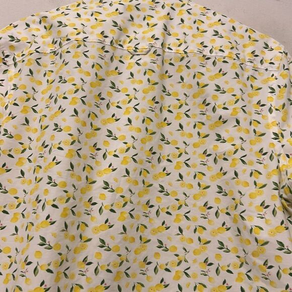 Nordstrom lemon pattern short sleeve button down trim fit shirt Size M EUC - Picture 7 of 10